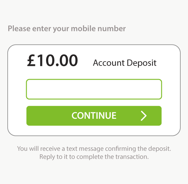 Entering a mobile number for a pay by phone casino deposit